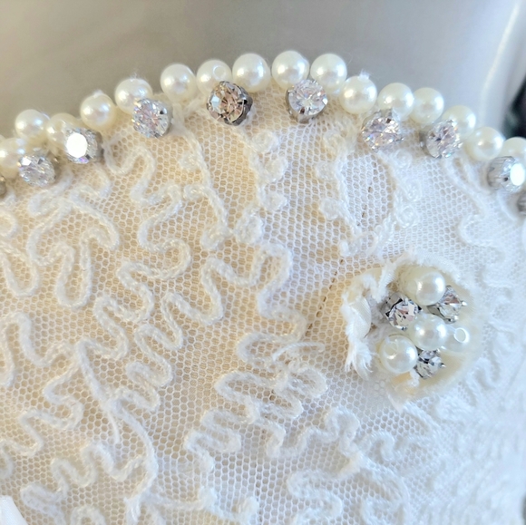 $9,000 OSCAR DE LA RENTA IVORY SILK CRYSTAL BEAD PEARL RUNWAY GOWN US M - Picture 7 of 16